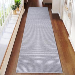 YDKGL 2x8 ft Hallway Runner Rug Extra Long Boho Woven Kitchen Runner Rugs Mat Non Slip Washable, Soft Entryway Laundry Hall Floor Runner Carpet for Indoor Backdoor Bedroom Hallway Living Room, Gray