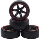 4Pack ShareGoo OD 2.44" RC Drift Tires Set,RC Hard Plastic Tyres & Wheel Rims 12mm Hex Compatible with Traxxas HSP Tamiya Kyosho HPI Redcat 1/10 On-Road Racing Drifting RC Car