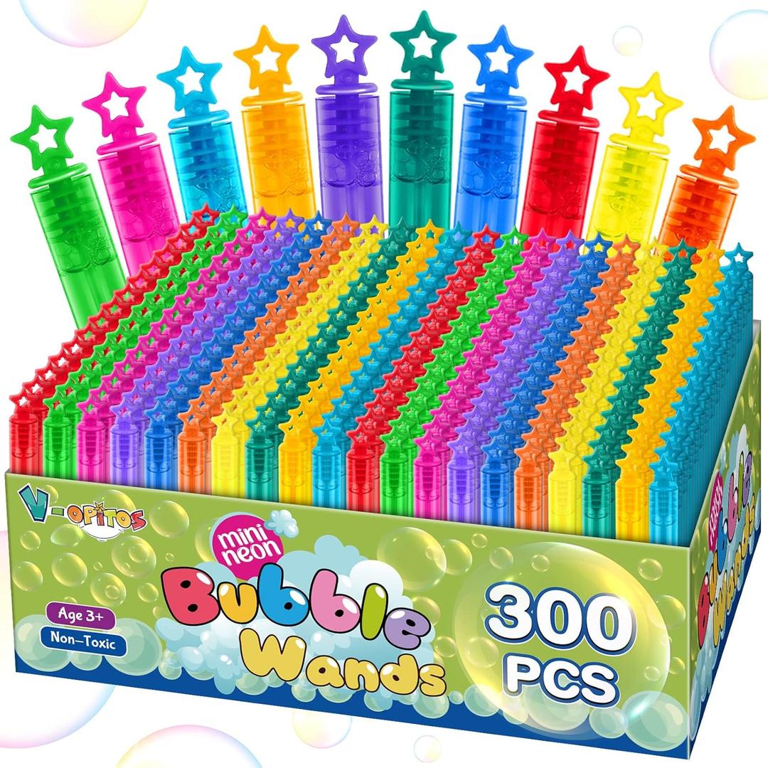 200 Pcs Mini Bubble Wands in 10 Colors, Bulk Party Favors for Kids, Themed Birthday, Christmas, New Year, Valentine, Carnival, School Classroom Prizes for Boys & Girls, Ideal Goodies Bags Stuffers