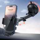 Lamicall Car Phone Mount - [Strongest Military-Grade Suction Cup] 360 Rotation Phone Holders for Your Car Quick Release Adjustable Phone Mount for Car Dashboard for iPhone 17 16 Pro Max Mothers Day (Black)