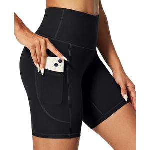 IUGA Biker Shorts Women 6" Tummy Control Workout Shorts Women with Pockets High Waisted Yoga Running Gym Spandex Compression, 2XL