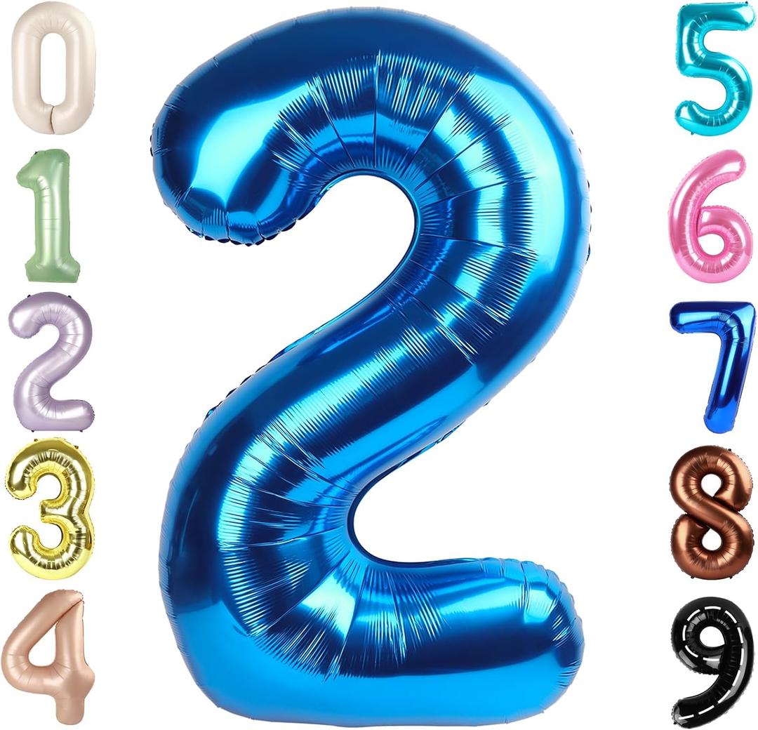 2 Numbers Balloon 40 Inch Dark Blue Two Balloon Number Birthday Decor, 2nd 12 21st Party Celebration Decorations Graduations Wedding Baby Shower