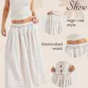 Women Summer Boho Maxi Skirt Tie Front Flowy Hollow Eyelet High Waist Long Skirts Fashion Clothes 2026