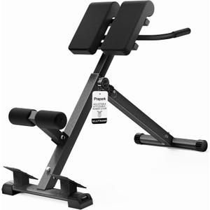 Roman Chair, 350 Ib Adjustable Back Extension Bench, Black, One Size