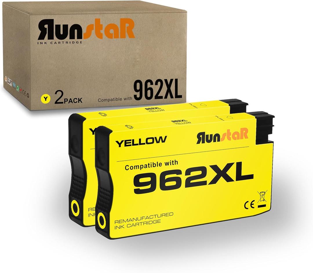 Run Star 2-Packs Remanufactured for 962XL Ink Cartridge(2 Yellow)