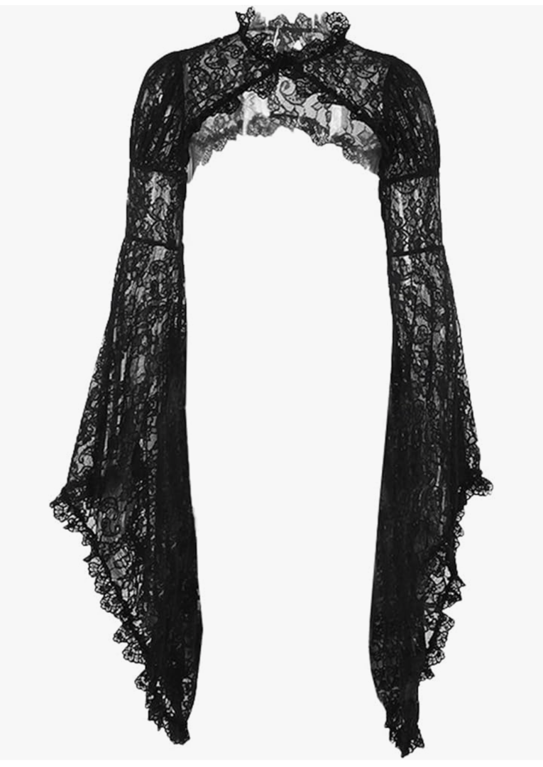 Goth Bolero Shrug Crop Tops for Women Victorian Bell Sleeve Flared Emo
Size -M