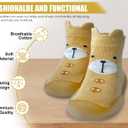 Baby Shoes Boys Girls First Walking Shoes Non Slip Soft Sole Sneakers Toddler Infant Babygirl Sock Shoes (Yellow)