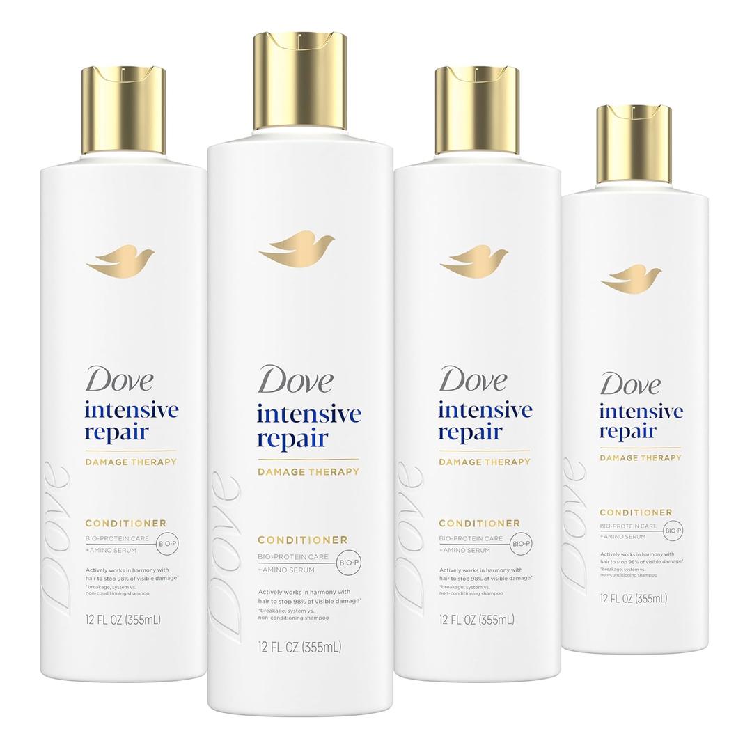 Dove Deep Hair Conditioner, 4 ct for Dry Hair, Intensive Repair, 12 oz (12 Fl Oz (Pack of 4))