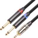 3.5mm Male to Dual 6.35mm Male Gold-Plated Audio Cable 1 Meters for Mixers, Smartphones & Amplifiers