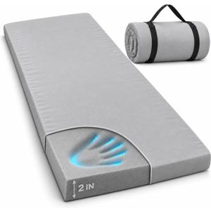 Camping Cot Pad, Pad Only 2 Inch Memory Foam,Camping Pad for Folding Cot and Foldable Cot, Portable Roll Up Camp Gear for Car Camping Travel Tent, Non-Slip Waterproof Bottom, Removable Cover, Size: COT (75*30*2)