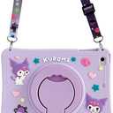 Compatible with iPad 10th Generation Case iPad 10.9-Inch Tablet Case Cover 2022,360 Rotatable Kickstand Shock-Absorption Cute Cartoon with Pencil Slot with Lanyard case (Mauve)