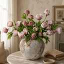 8 Pcs Faux Peony Stems Flowers Vintage Real Look Artificial Silk Flowers, Bulk Fake Peonies Branches for Vase Filler DIY Bouquet Wedding Centerpiece Bridal Shower Gifts Home Decor (Brownish)