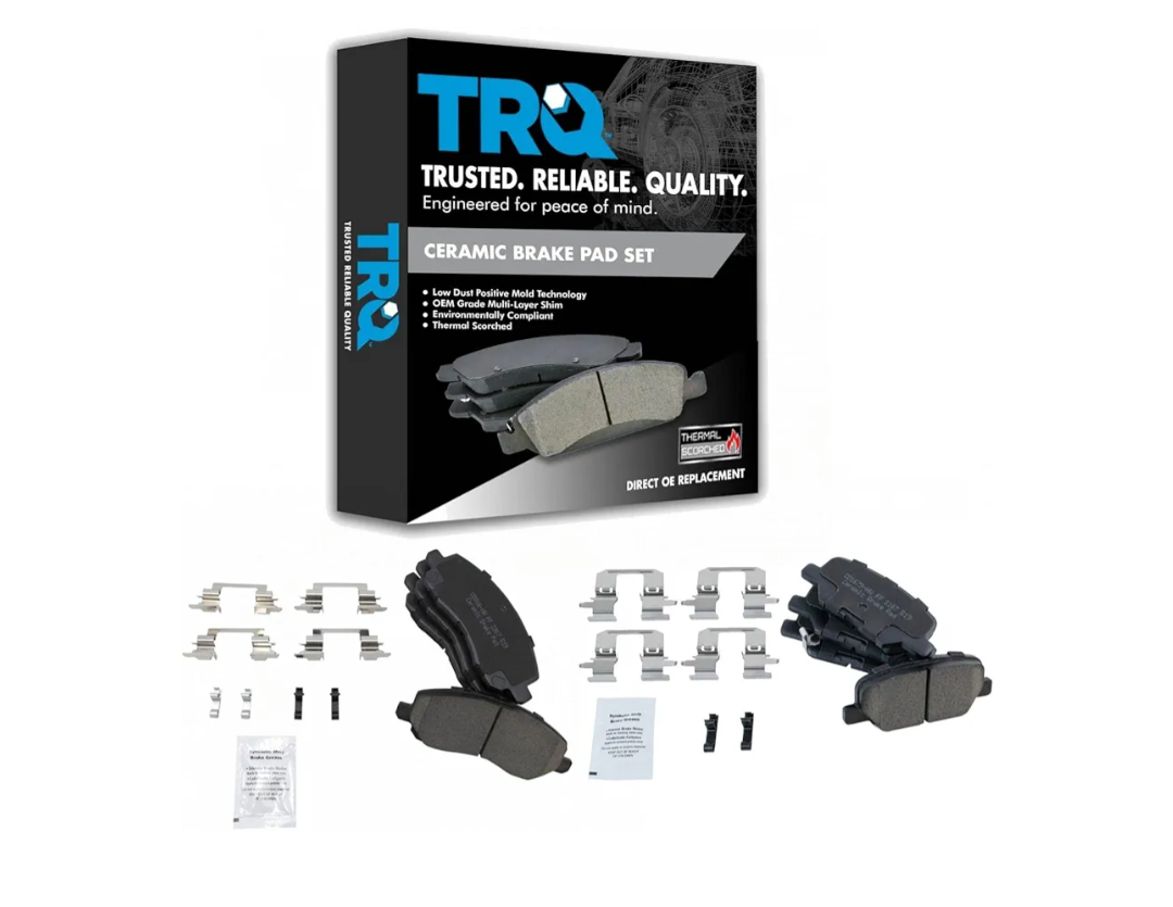 TRQ Front and Rear Brake Pad Set Ceramic Compatible with 2014-2019 Mitsubishi Outlander 2013-2024 Outlander Sport