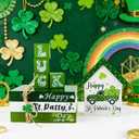 St. Patrick's Day Decorations,St. Patrick's Day Tiered Tray Decor Set of 6,Irish Book Stack, Shamrock LUCK Blocks,Irish Wooden Signs for Home Table Shelf