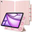 for iPad Air 13 inch M4/M3/M2 Case (2026/2025/2024,Model A3268/A3269/A3271), Auto Sleep/Wake and Magnetic Closure, Slim Trifold Stand Case, PU Leather Cover, Support Apple Pencil Pro, Pink