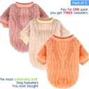 FabriCastle Dog Sweater, 3-Pack Dog Clothes, Ultra Soft and Warm Pet Jackets XXS XS for Small Dogs Girl & Cats, Winter Pet Apparel Costumes Outfits (Ivory,Pink,Coral, Small)