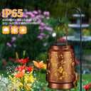 Solar Lantern Outdoor Hanging Waterproof Outside Metal Openwork Hummingbird Pattern Birthday Gifts for Women Mom Landscape Lights for Porch Garden Yard Patio Pathway Decor(Two Hummingbirds)