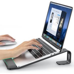 LOXP Laptop Stand for Desk, Metal Laptop Stand with Wrist Support, Ergonomic Detachable Laptop Riser, Aluminum Lectern, Computer Stand for MacBook Air Pro, HP, Dell, XPS, HP (10-17") Laptops - Black