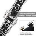 Bb Clarinet For Beginners Students B Flat Clarinet 17 Keys Clarinets with Case Stand Strap 2 Barrels 8 Mouthpiece Cushion White Gloves(Black)