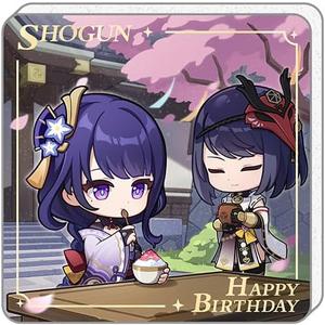 3 x Genshin Impact Heartfelt Wishes Series Acrylic Fridge Magnet - Raiden Shogun