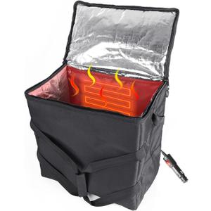 Insulated Heated Delivery Bag with Handle - Portable Microwave Food Warmer, Collapsable Grocery Boxes - Picnic Lunch Pizza Container for Food Transport