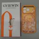 GVIEWIN for iPhone 17 Pro Case Compatible with MagSafe [Curly Wave Edge][Full Camera Protection] Floral Translucent Shockproof Magnetic Women Phone Case for iPhone 17 Pro 6.3'', Campanula/Orange