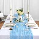 6 Pack Baby Blue Cheesecloth Table Runner 10Ft Spring Gauze Cheese Cloth Table Runner 35x120 Inch Boho Sheer Rustic Fabric Runner for Party Decor Baby Shower Wedding Decorations