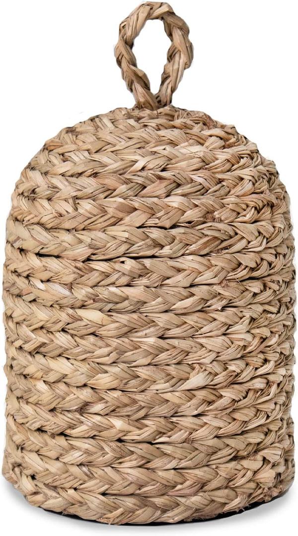 PEMAR Handwoven Seagrass Door Stopper with Handle  Weighted Door Stop for Indoor Use, Floor-Friendly Felt Base, Warm Handcrafted Home Accent (5.2 lb)