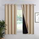 NICETOWN Cold Blocking Curtain, Bedroom Full Blackout Panel, Super Thick Insulated Window Cover, Complete Blackout Drapery with Black Liner for Short Window(Biscotti Beige, 1 PC, 52 by 63-inch)