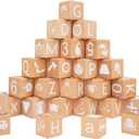 AXEARTE Alphabet Letters Stacking Blocks, 26 Wooden ABC Building Blocks for Toddlers, Number, Animals Icons on Every Side, Preschool Learning Educational Toys Montessori Sensory Toys for Kids