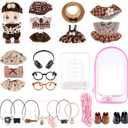 Labubu Clothes Set with Display Stand & Bag, 24-piece Clothes and Accessories, 6.7 Inch Labubu Doll Clothes Set, Display Bag, Clothes Rack, Headphones, Camera, Glasses, Shoes, 7 Necklaces