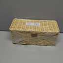 PEMAR Natural Rattan Wicker Cable Management Box, Cable Organizer, 2 Open Slots, Under Desk Cord Organizer, Cover & Hide Power Strips for TV Desk, Computer, Router, USB Hub (Bright Natural Color) (Coffee)