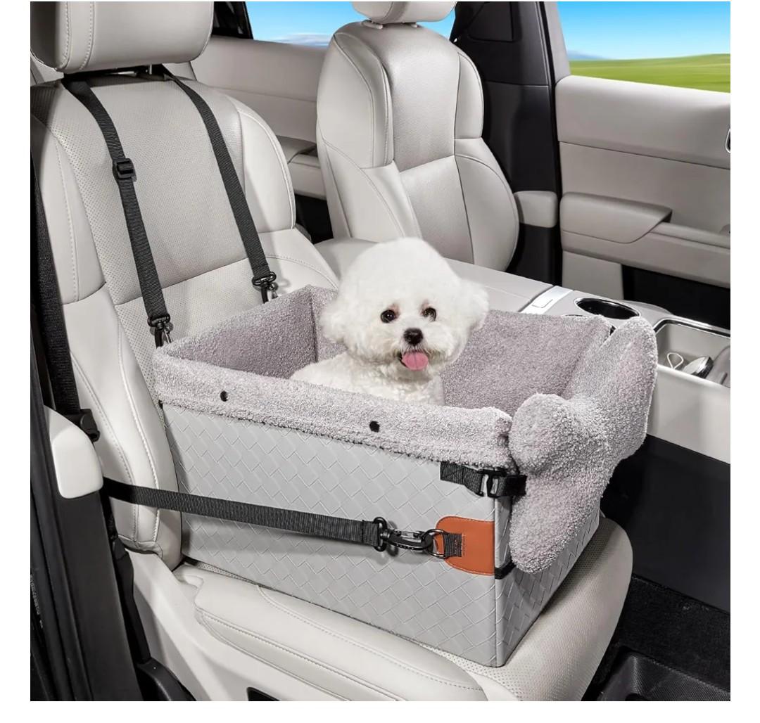 TKYZ Dog Car Seats for Small Medium Dogs,PU Leather Car Seat Boosters,Foldable Puppy Cat Carseats (Grey, Small Dog)
