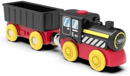 Battery Operated Locomotive Train, Magnetic Trains Toy for Wooden Tracks, Motorized Train Compatible with Thomas, Brio, Chuggington, Melissa & Doug