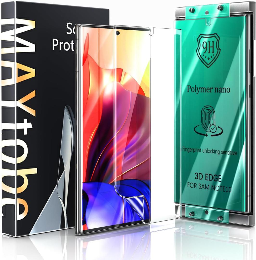MAYtobe [2-Pack Screen Protector for Samsung Galaxy Note 10 Ceramic film with Installation Tray, Easy Installation, 3D Curved, Bubble Free, Anti-Scratch