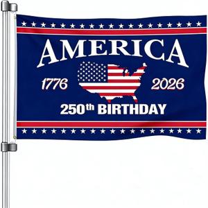 250 Anniversary USA Flag 3x5 250 Year America Anniversary Flag for Outside 1776-2026 4th of July Patriotic Decorations Yard Signs Banner for Room Wall Outdoor House with Brass Grommets Map Design.