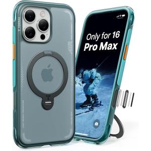 TORRAS Ostand Q3 Air for iPhone 16 Pro Max Case with 360 Magnetic Stand, Fit for MagSafe, Military Grade Drop Tested, Camera Control Button, Shockproof Phone Case for iPhone 16 Pro Max 6.9", Blue (Glacier Sprint)