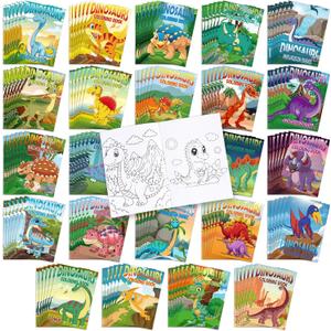 Liliful 144 Pcs Dinosaur Coloring Book Bulk for Kids Dinosaur Birthday Party Favors Painting Drawing Book Small Color Booklets Coloring Pages Creative Activity Birthday Party Supplies