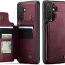 Vinich for Samsung Galaxy A36 Wallet Case with Card Holder, RFID Blocking Credit Slots Kickstand Shockproof Phone Cover for Women Men, Burgundy