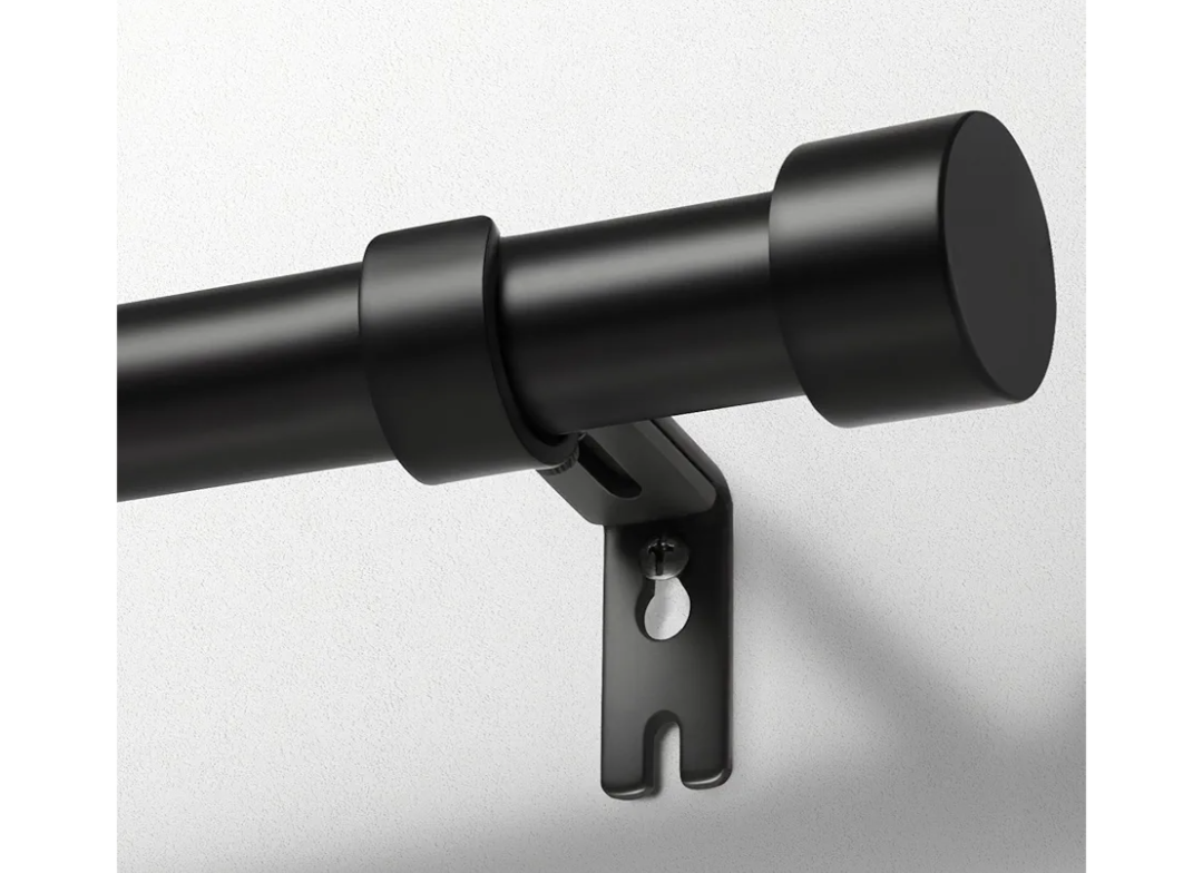 Zeerobee Curtain Rods for Windows 48 to 84, Black Curtain Rod, Adjustable 1 Inch Heavy Duty Outdoor/Indoor Modern Drapery Pole, 32"-86"