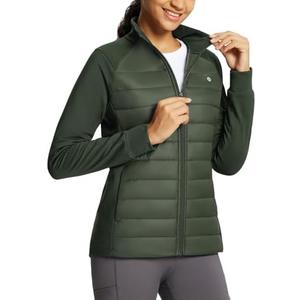 baleaf Women's Running Jacket Winter Lightweight Water Resistant Puffer Coat Fall Cold Weather Hiking Zip Pockets, XL