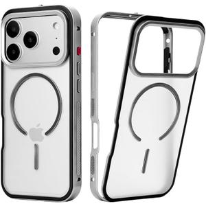 chubbycable ChubbyArmor SnapPro Easy Clip-on Full Protective Bumper Metal Phone Case for iPhone 17 Pro Max, Silver
