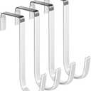 Mars-Rock Over the Door Hooks 4Pcs L=5.5" Fit 1 3/8" Door Steel with White Rubber Coating Hanging Towel Robe Clothing Hanger for Bathroom Room Wreath Ironing Board Holder Cute Thin Single Heavy Duty