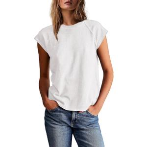 Yanekop Womens Short Sleeve Shirts Crewneck T Shirts Basic Tees Casual Summer Tops Cap Sleeve Tops Trendy Shirts