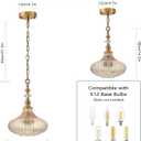 3-Light Vintage Pendant Light Fixtures with Amber Glass Shade, 10.2inches