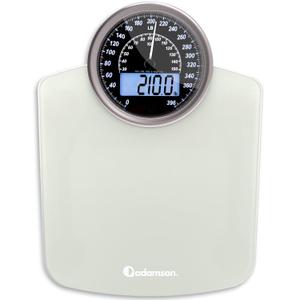 Adamson Hybrid 2-in-1 Analog & Digital Weighing Scale for Body Weight up to 400lbs + Thick Tempered Glass + Extra Large Display + Easy to Read Digital Bathroom Scale + New - White