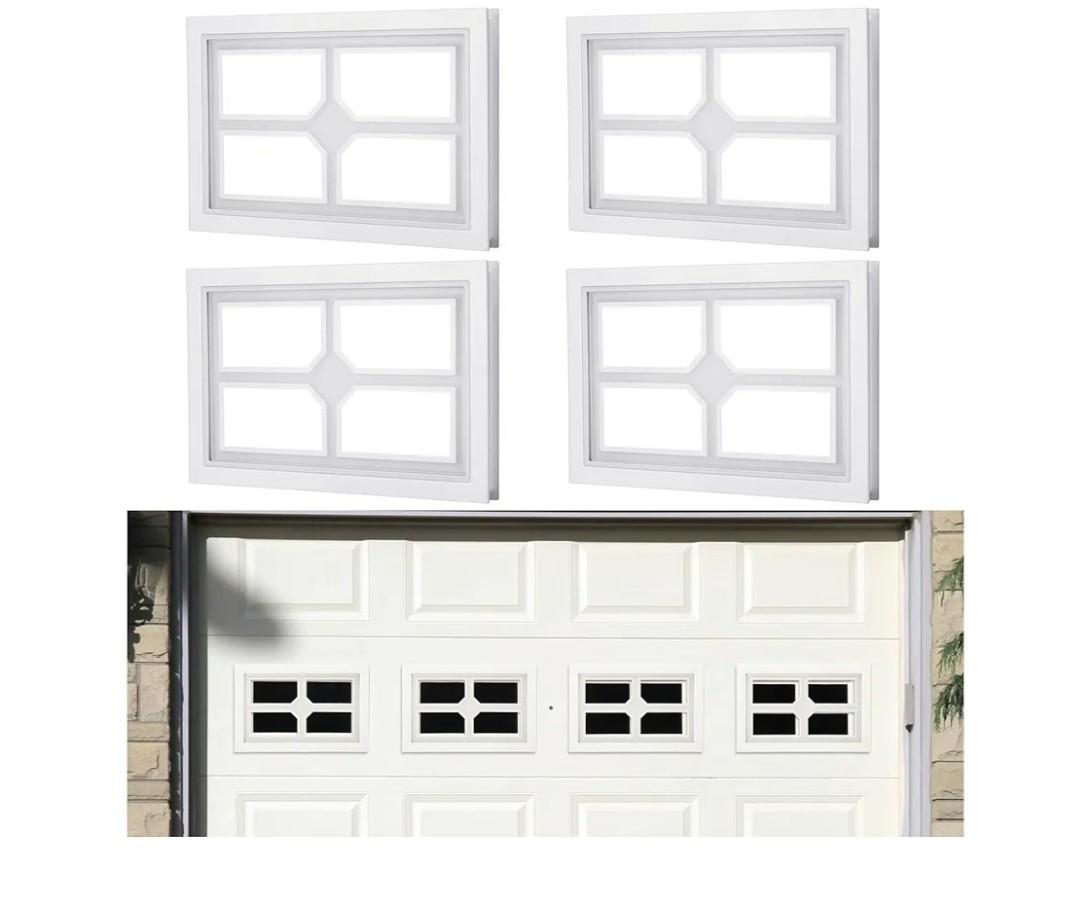 Tandefio 4 Pcs Garage Door Windows Vinyl with UV Resistant Glass Garage Door Windows Inserts(Style3)