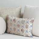 Coquette Blue Bow Floral Pillow Covers 12x20, Vintage Wildflower Botanical Ribbons Trellis Lumbar Throw Pillow Covers for Home Bedroom Living Room, Chinoiserie Decor