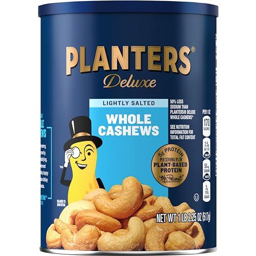 PLANTERS Deluxe Lightly Salted Cashews, Party Snacks, Plant-Based Protein, Quick Snack for Adults, After School Snack, Flavored with Sea Salt, Kosher, 1lb 2.25oz BB 17OCT27