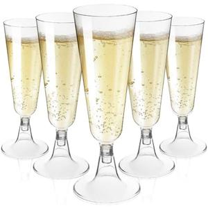 CALBODE 49 Pack Plastic Champagne Glasses 5 OZ Clear Disposable Champagne Flutes Plastic Mimosa Cups Acrylic Wedding, Toasting Glasses for Party, Birthday, Cocktail Cups Bulk